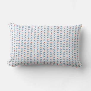Abstract seamless pattern in blue and red on cream lumbar pillow