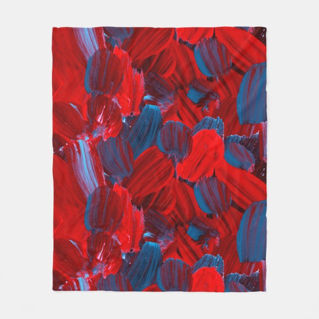 Abstract seamless pattern in red and blue colour fleece blanket (Front)