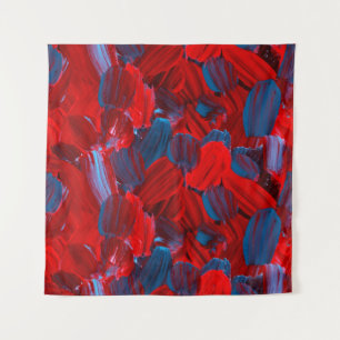 Abstract seamless pattern in red and blue colour tapestry