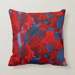 Abstract seamless pattern in red and blue colour throw pillow