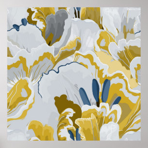 Abstract seamless pattern. Light grey, yellow, g Poster