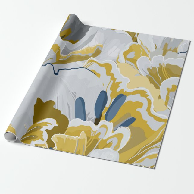 Abstract seamless pattern. Light grey,  yellow,  g Wrapping Paper (Unrolled)
