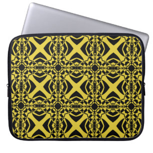 Abstract seamless pattern of black and gold colour laptop sleeve