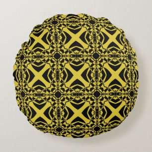 Abstract seamless pattern of black and gold colour round pillow
