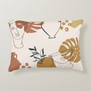 Abstract seamless pattern of Greek sculpture head  Accent Pillow
