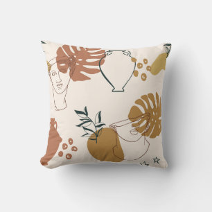 Abstract seamless pattern of Greek sculpture head Throw Pillow