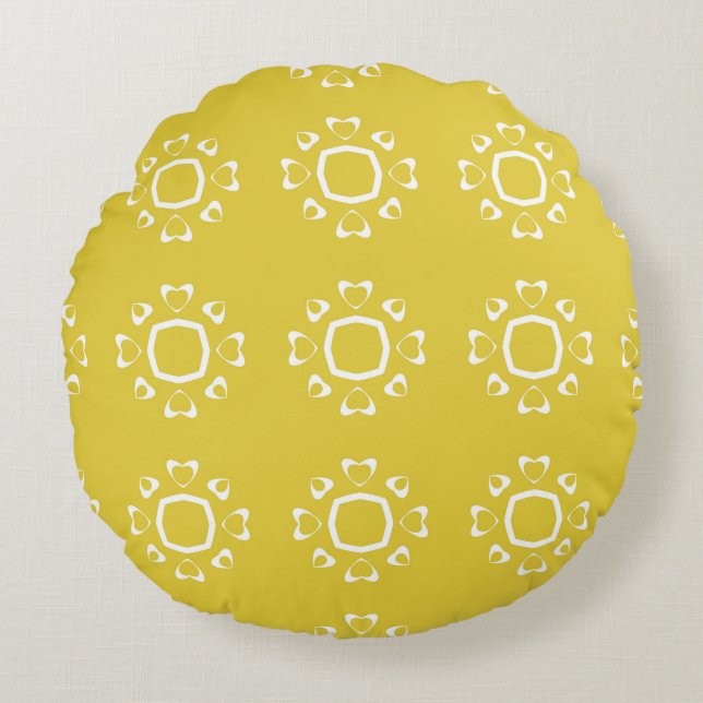 Abstract seamless pattern of yellow color backgrou round pillow (Front)