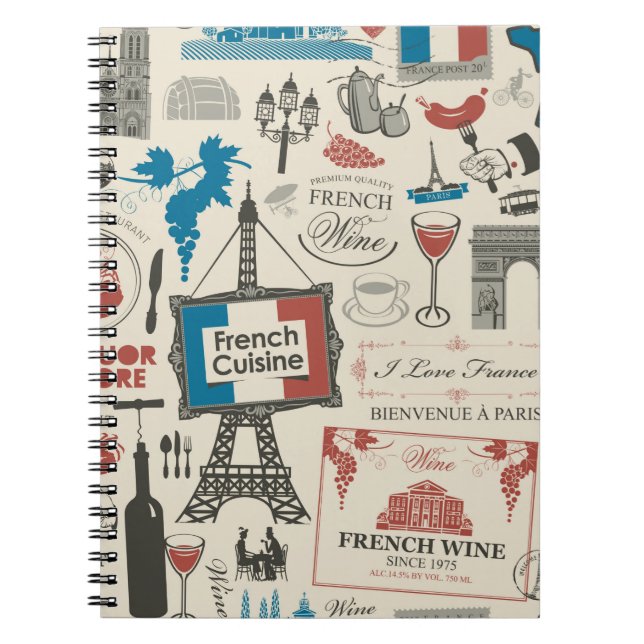 Abstract seamless pattern on the theme of France a Notebook (Front)