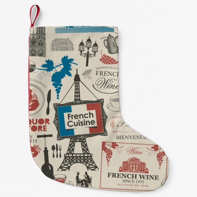 Abstract seamless pattern on the theme of France a Small Christmas Stocking (Front)