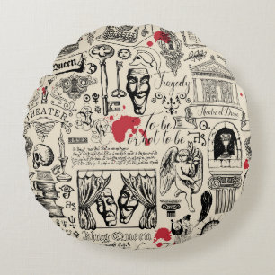 Abstract seamless pattern on the theme of theater  round pillow