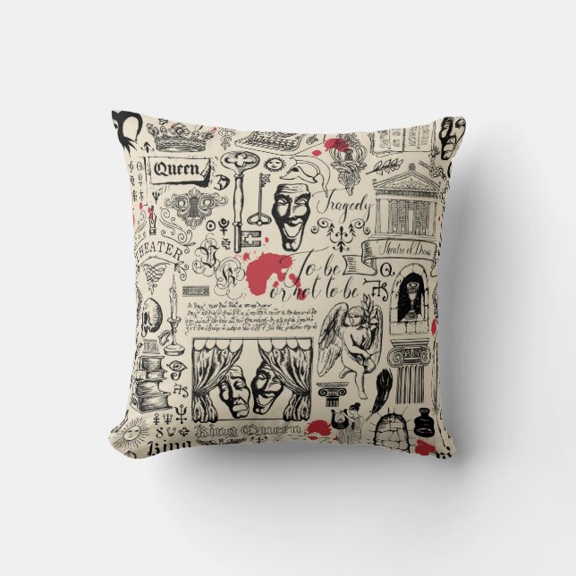 Abstract seamless pattern on the theme of theater  throw pillow (Front)