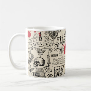 Abstract seamless pattern on the theme of theatre coffee mug