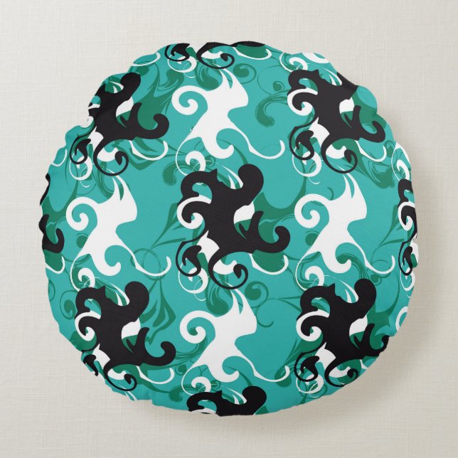 Abstract seamless pattern qualitative vintage illu round pillow (Front)