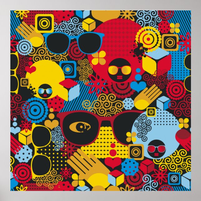 Abstract seamless pattern with black woman. digita poster (Front)