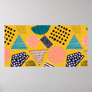 Abstract seamless pattern with different shapes an poster