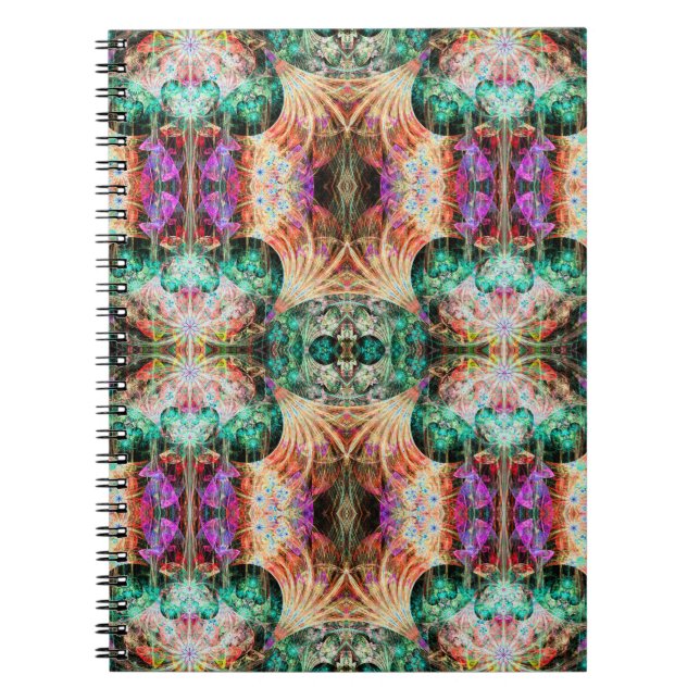 Abstract seamless pattern with flowers and decorat notebook (Front)