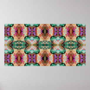 Abstract seamless pattern with flowers and decorat poster