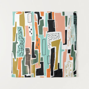 Abstract seamless pattern with geometric design tapestry