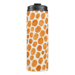 Abstract seamless pattern with golden polka dots thermal tumbler