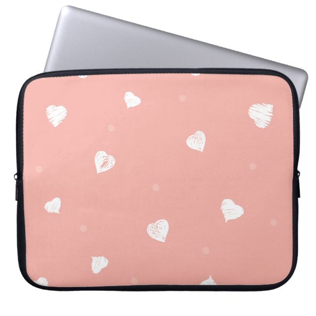 Abstract seamless pattern with hand drawing hearts laptop sleeve (Front)