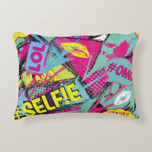 Abstract seamless pattern with Pop art comicspeech Accent Pillow