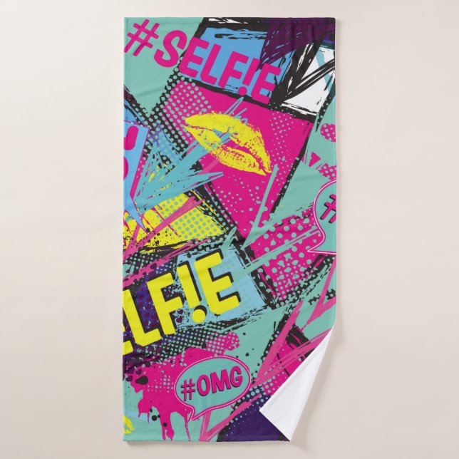 Abstract seamless pattern with Pop art comicspeech Bath Towel (Bath Towel)