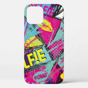 Abstract seamless pattern with Pop art comicspeech iPhone 12 Case