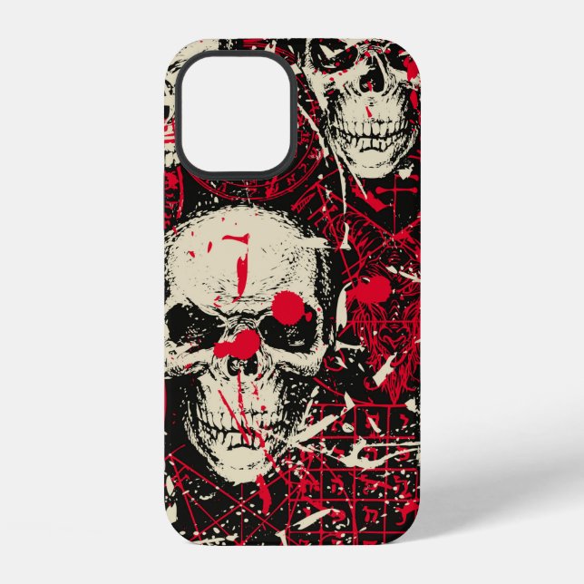 Abstract seamless pattern with sinister human skul iPhone case (Back)