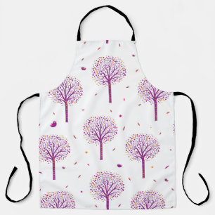 Abstract seamless pattern with trees on white back apron