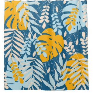 Abstract seamless pattern with tropical leaves and