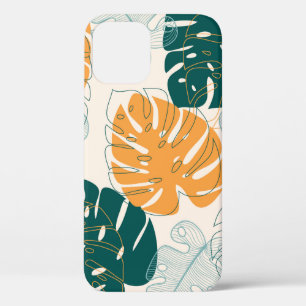 Abstract seamless pattern with tropical leaves and iPhone 12 case