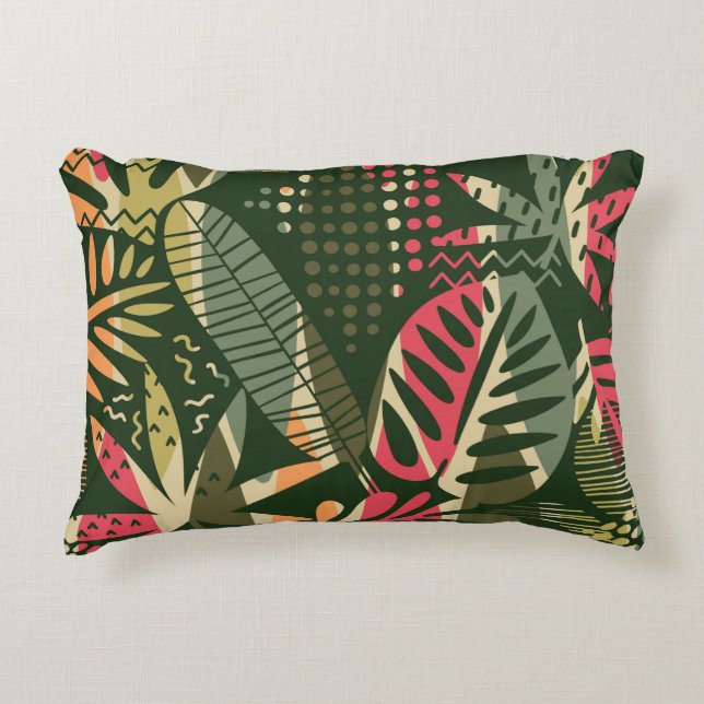 Abstract seamless pattern with tropical leaves. Ha Accent Pillow (Front)