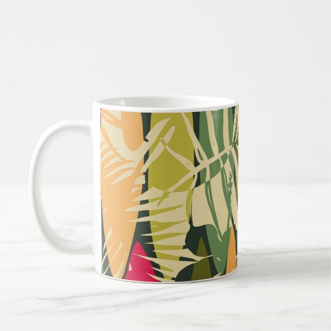 Abstract seamless pattern with tropical leaves. Ha Coffee Mug (Left)