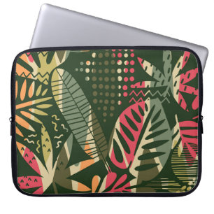 Abstract seamless pattern with tropical leaves. Ha Laptop Sleeve