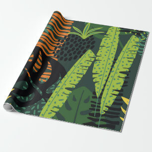 Abstract seamless pattern with tropical leaves. Ha Wrapping Paper