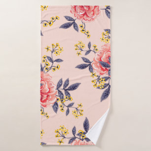 Abstract seamless pattern with vintage leaves and bath towel
