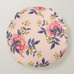 Abstract seamless pattern with vintage leaves and round pillow