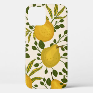 Abstract seamless pattern with yellow pears and le iPhone 12 case
