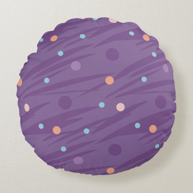 Abstract seamless purple pattern with circles and  round pillow (Front)