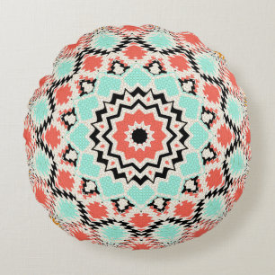 Abstract seamless round mandala mosaic tile kaleid pillow