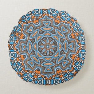 Abstract seamless round mandala mosaic tile kaleid pillow