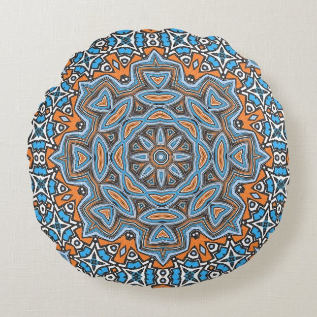 Abstract seamless round mandala mosaic tile kaleid pillow (Front)