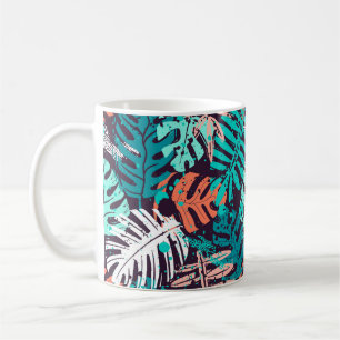 Abstract seamless tropical leaves pattern. Creativ Coffee Mug