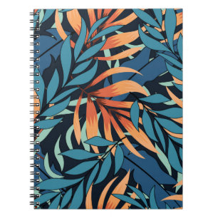 Abstract seamless tropical pattern with pastel pla notebook