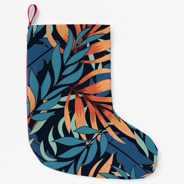 Abstract seamless tropical pattern with pastel pla small christmas stocking (Front)