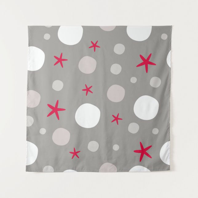Abstract seamless vintage pattern on grey backgrou tapestry (Front)