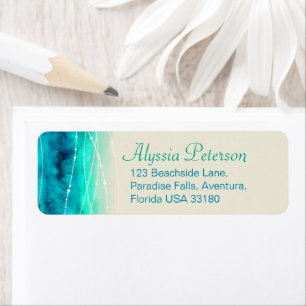 Abstract seas wedding return reply address