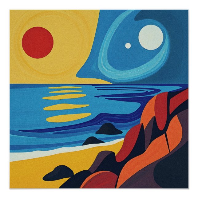 Abstract Seascape Art Poster (Front)