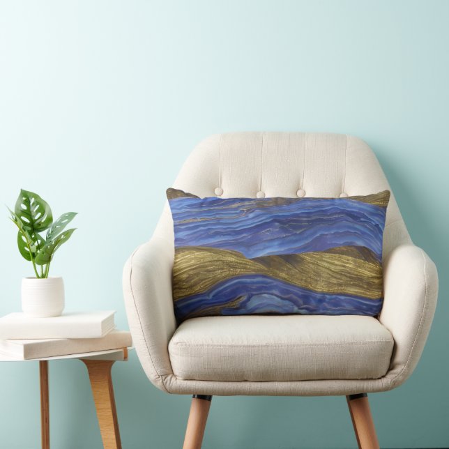 Abstract Seascape Fractured Waves 14 Lumbar Pillow (Chair)