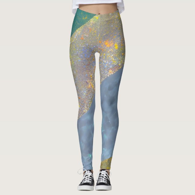 Abstract Seascape Fractured Waves 16 Leggings (Front)